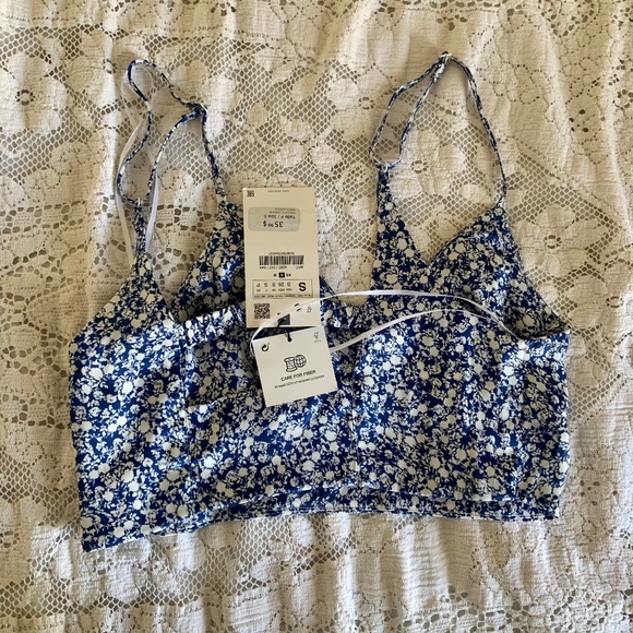 Zara Floral Crop Top and Skirt Two Piece Set NWT - Picture 5 of 8